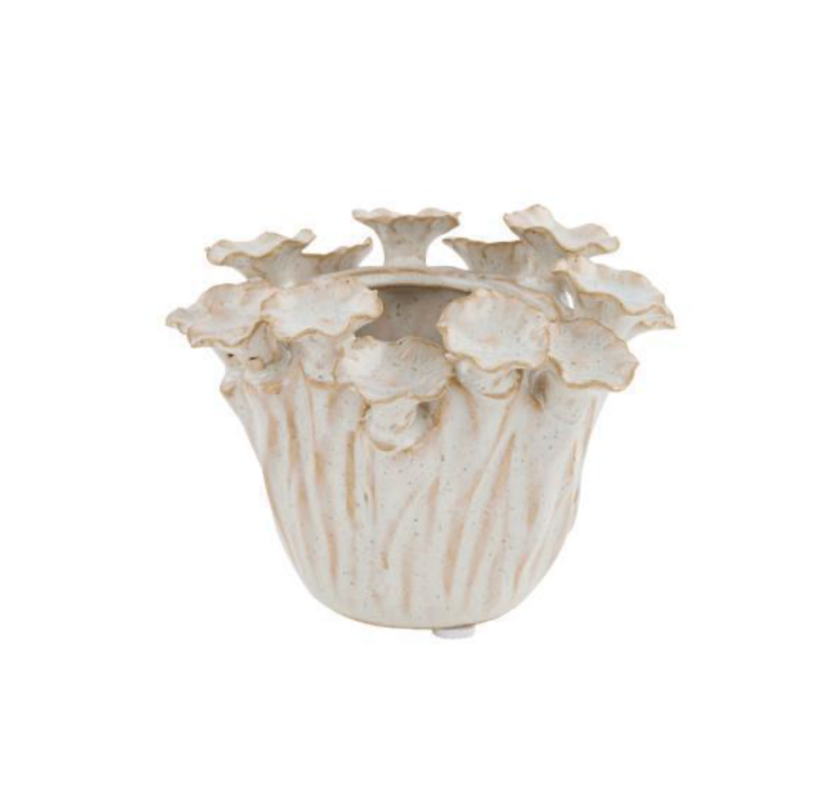 4.5" DIA x 3.25" H Stoneware Pot Cream/Beige