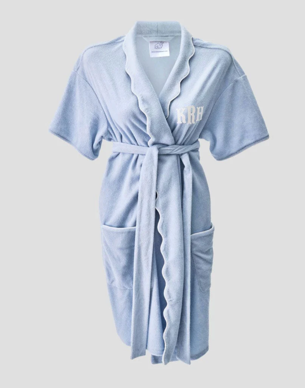 Women's Short Scalloped Lightweight Robe- Robin's Egg
