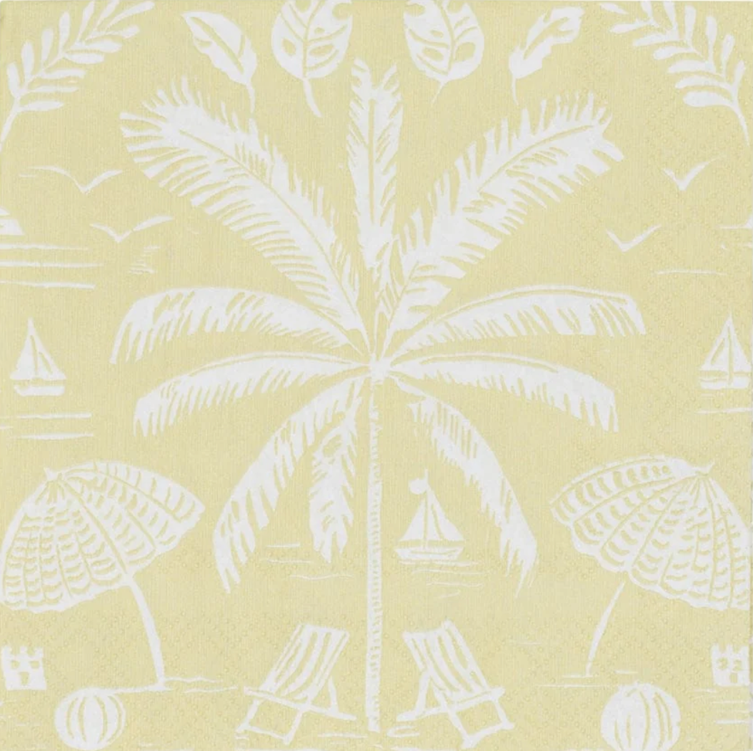 Palms and Parasols Key Lime Caspari Cocktail Napkins