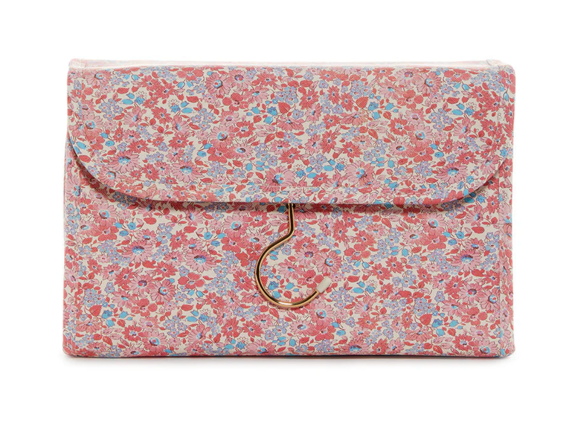 Luxe Hanging Toiletry Case- Marseille with Pink Pinstripe