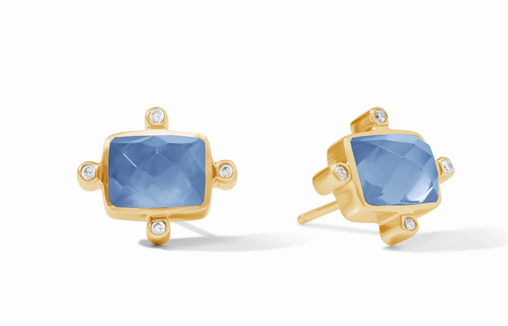 Clara Stud Iridescent Chalcedony Blue