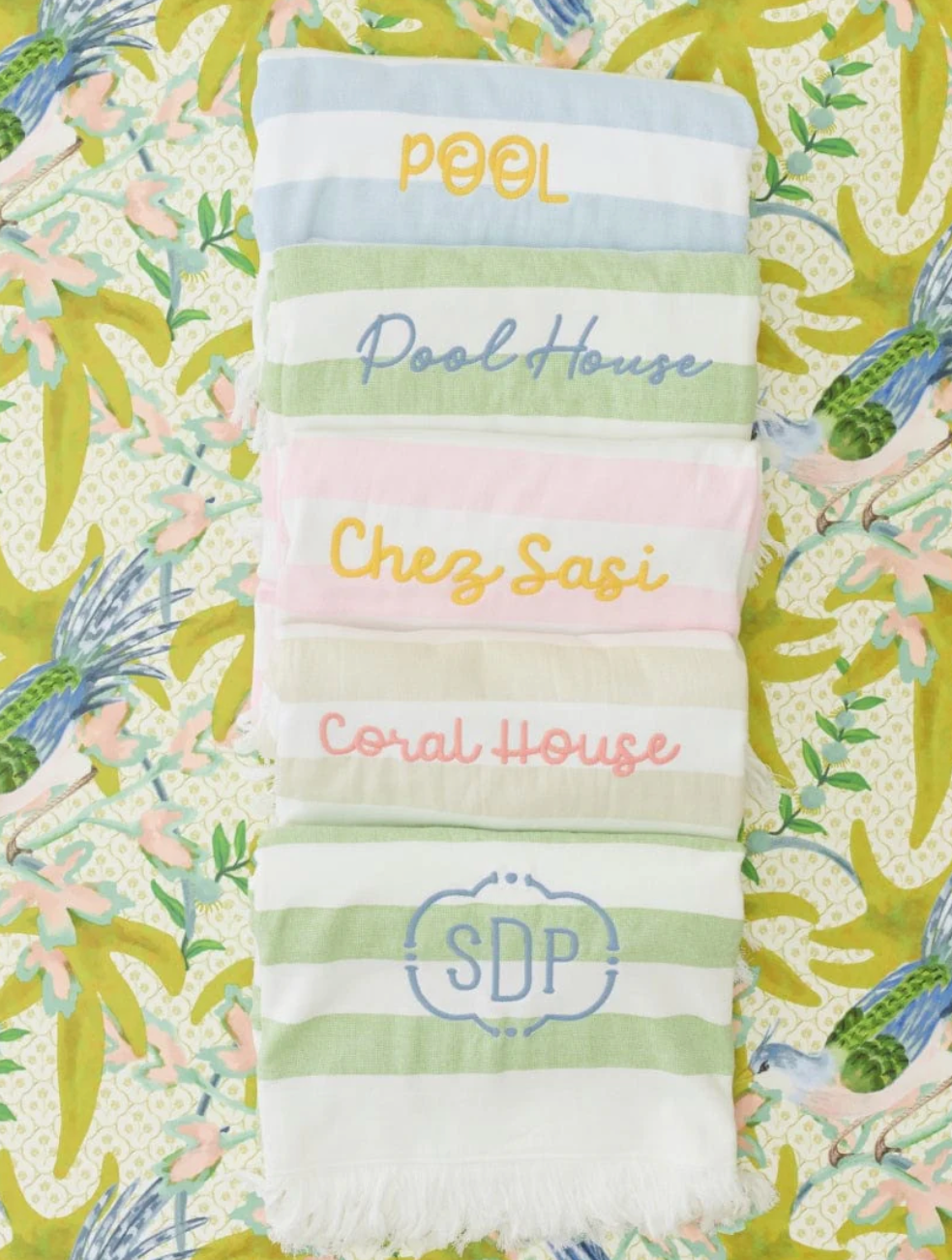 Weezie Packable Beach Towel with embroidery