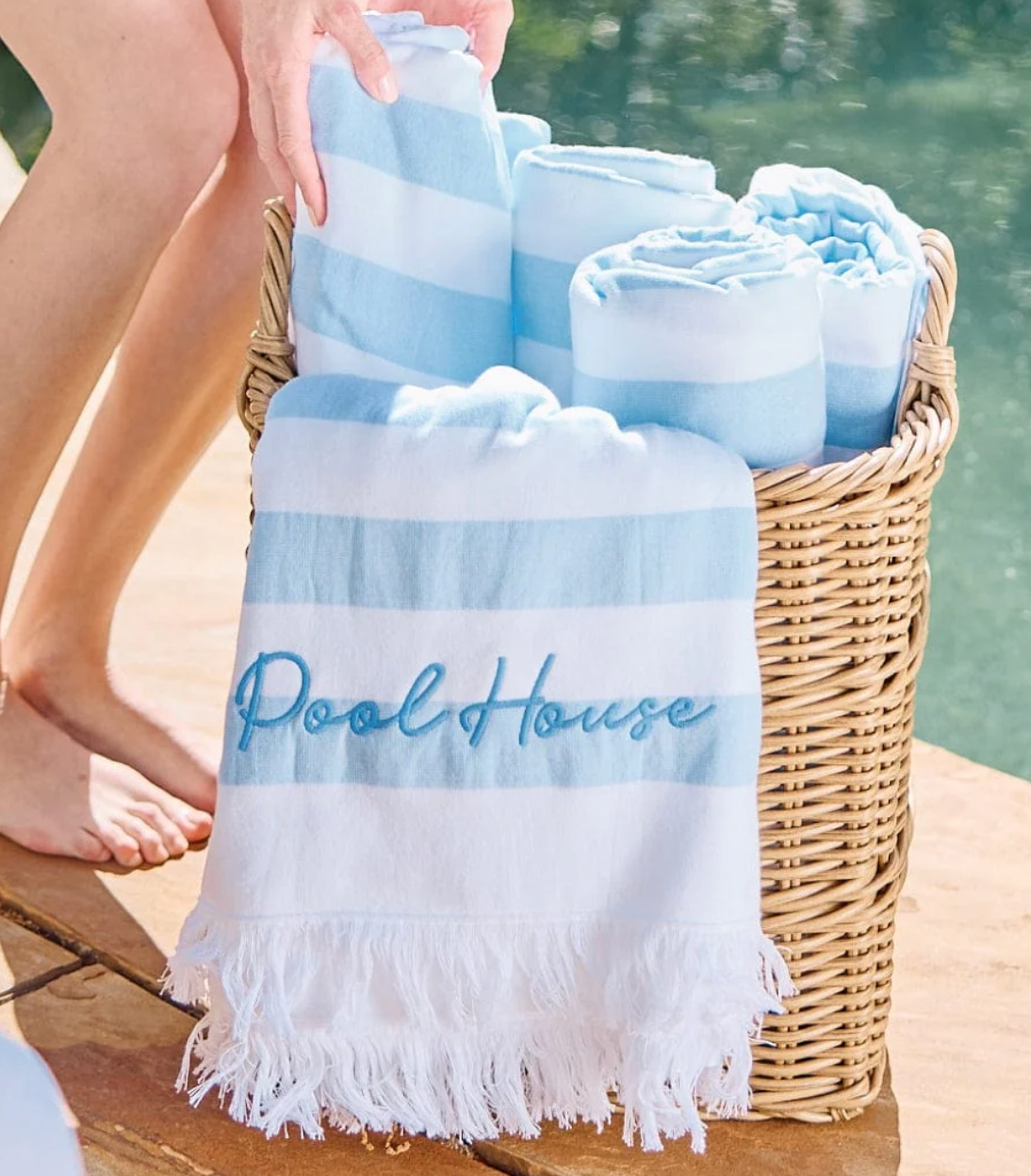 Weezie Packable Beach Towel with embroidery