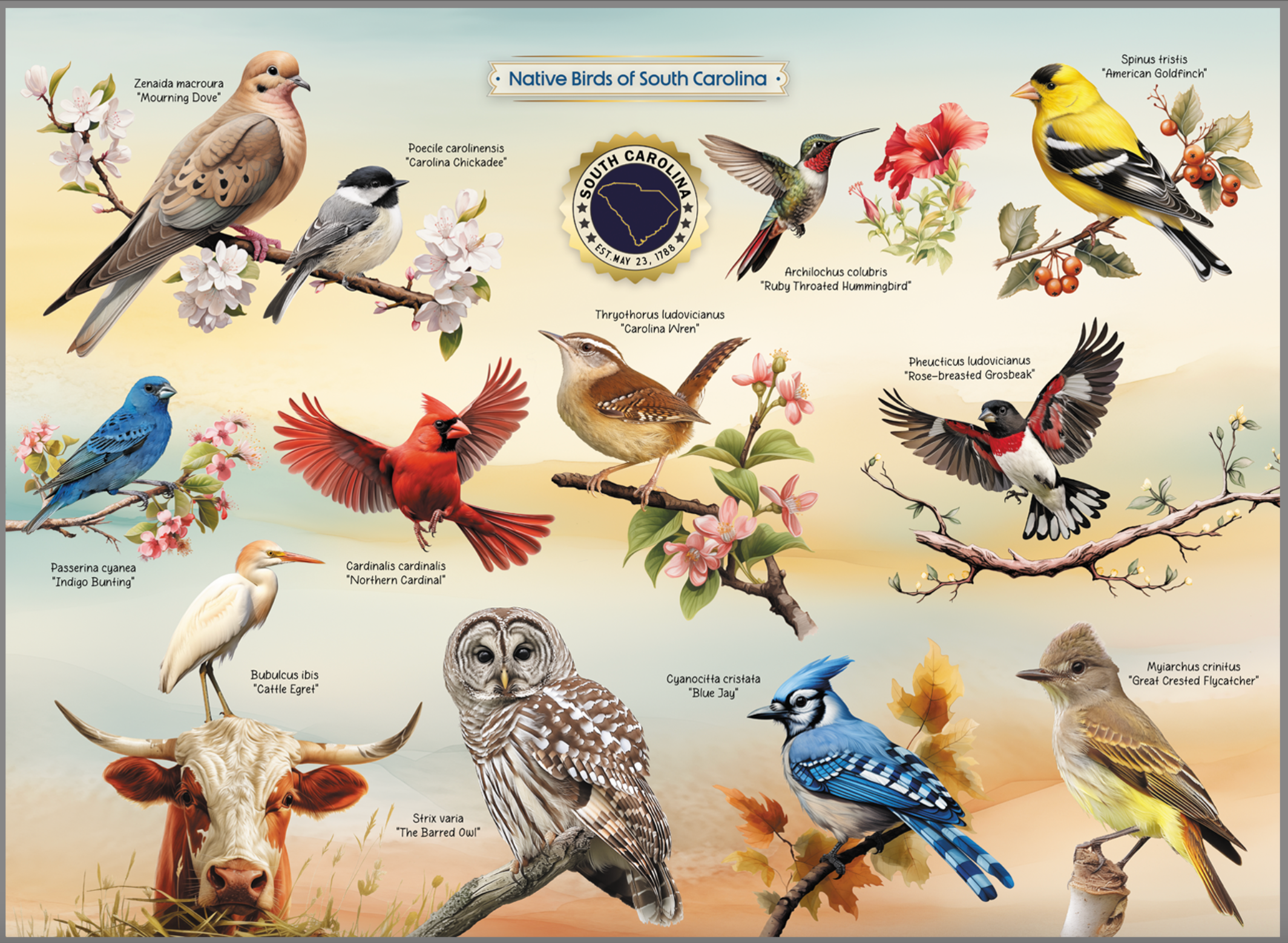 Native Birds of South Carolina Jigsaw Puzzle