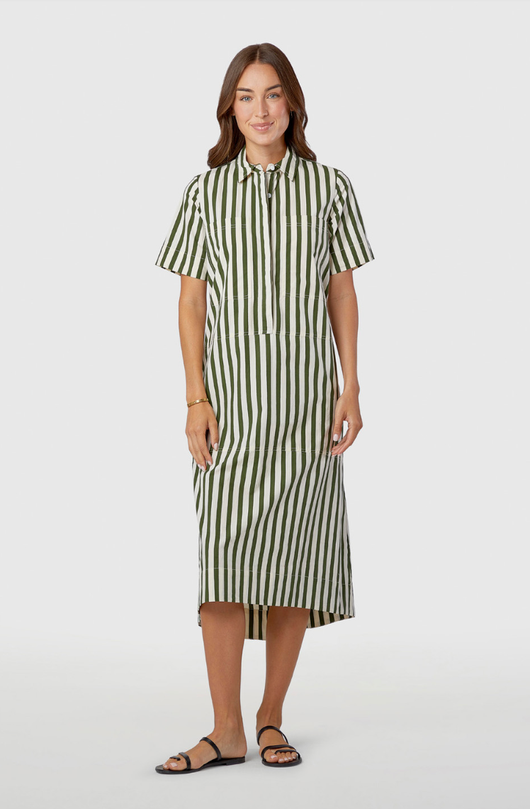 City Dress, Chive Stripe