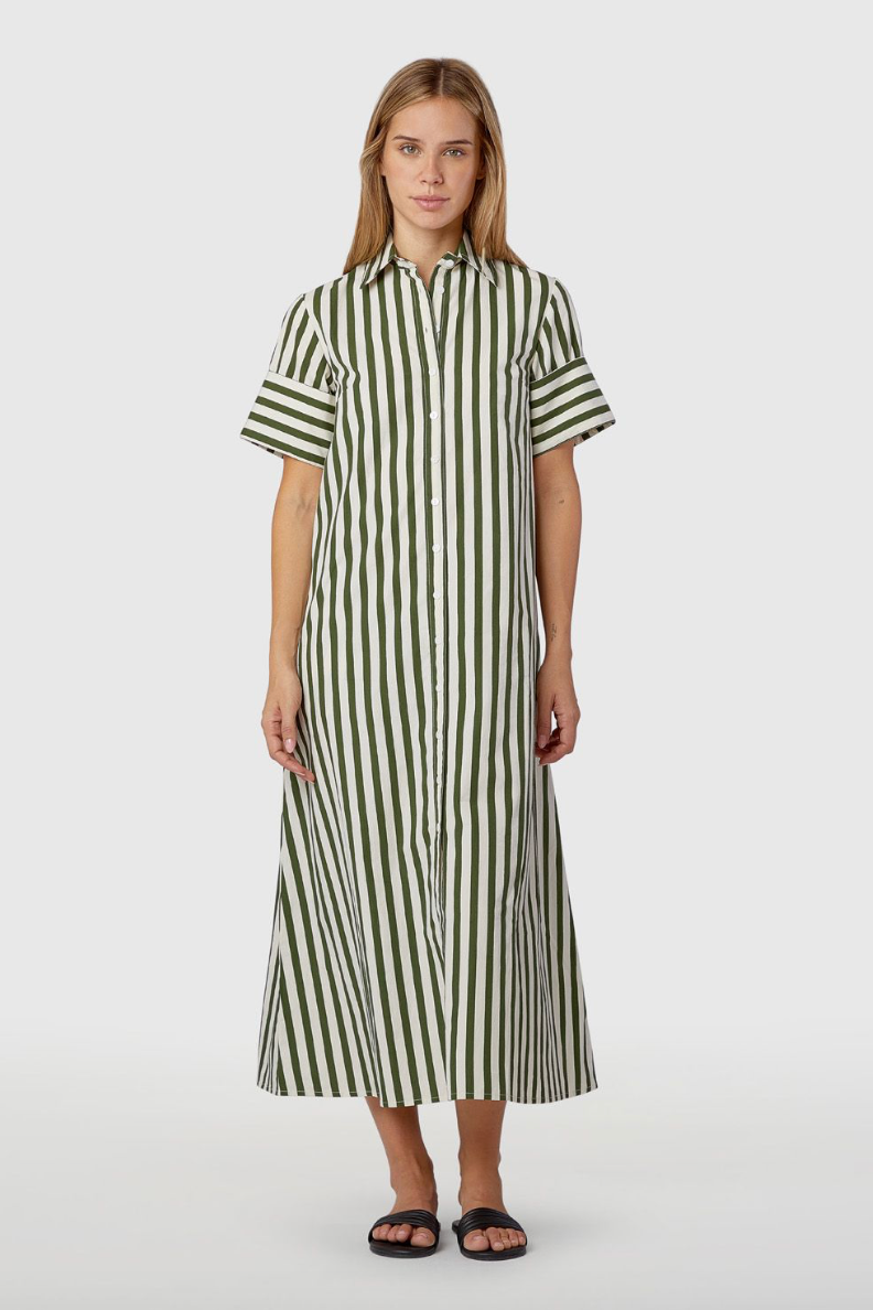 Gibbons Dress, Chive Stripe