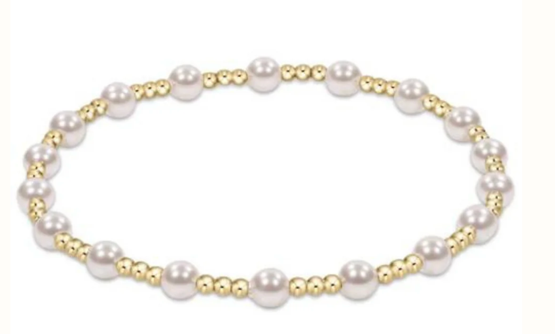 CLASSIC GOLD SINCERITY PATTERN 4MM BEAD BRACELET - PEARL
