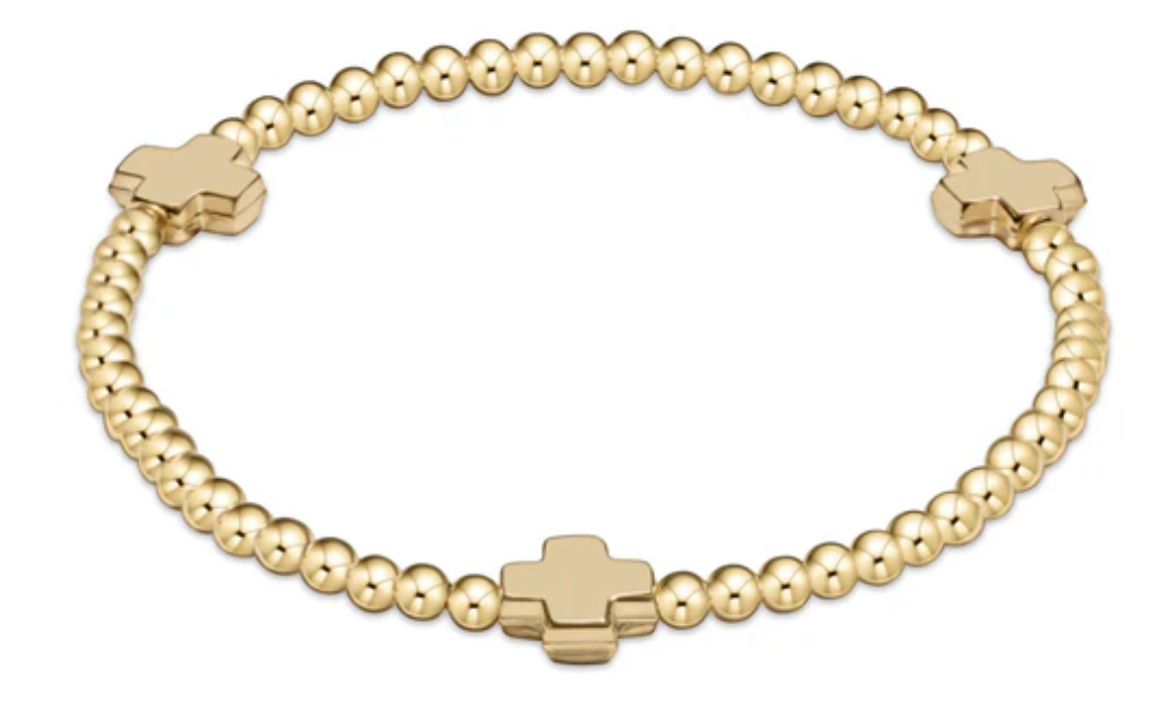 Enewton egirl Signature Cross Gold Pattern 3mm Bead Bracelet