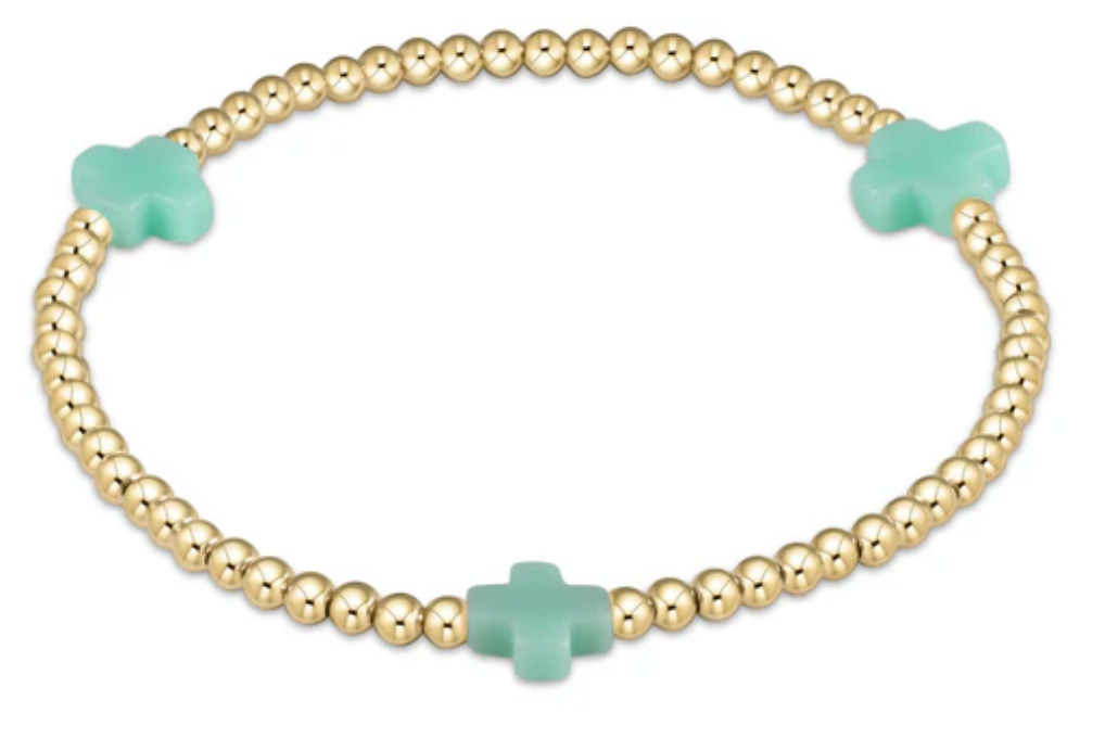 Enewton egirl Signature Cross Gold Pattern 3mm Bead Bracelet