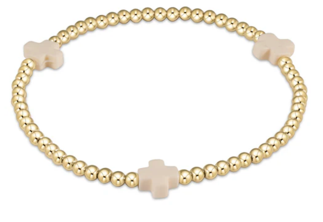 Enewton egirl Signature Cross Gold Pattern 3mm Bead Bracelet