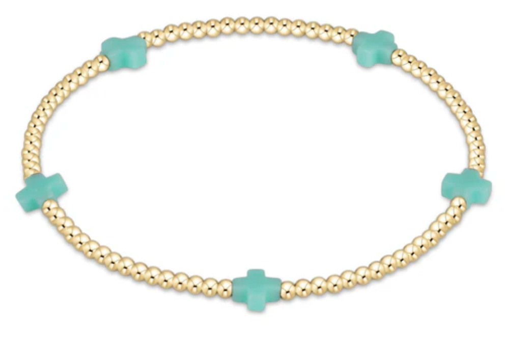 Enewton egirl Signature Cross Small Gold Pattern 2mm Bead Bracelet