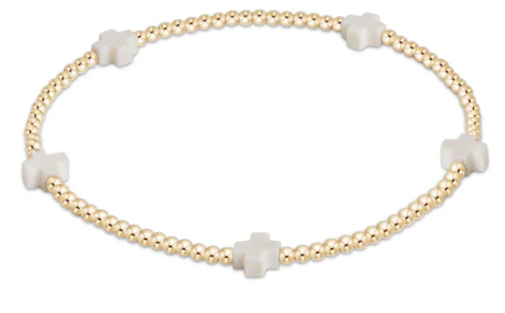 Enewton egirl Signature Cross Small Gold Pattern 2mm Bead Bracelet