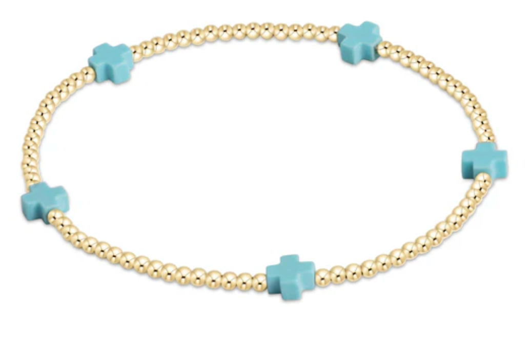 Enewton egirl Signature Cross Small Gold Pattern 2mm Bead Bracelet