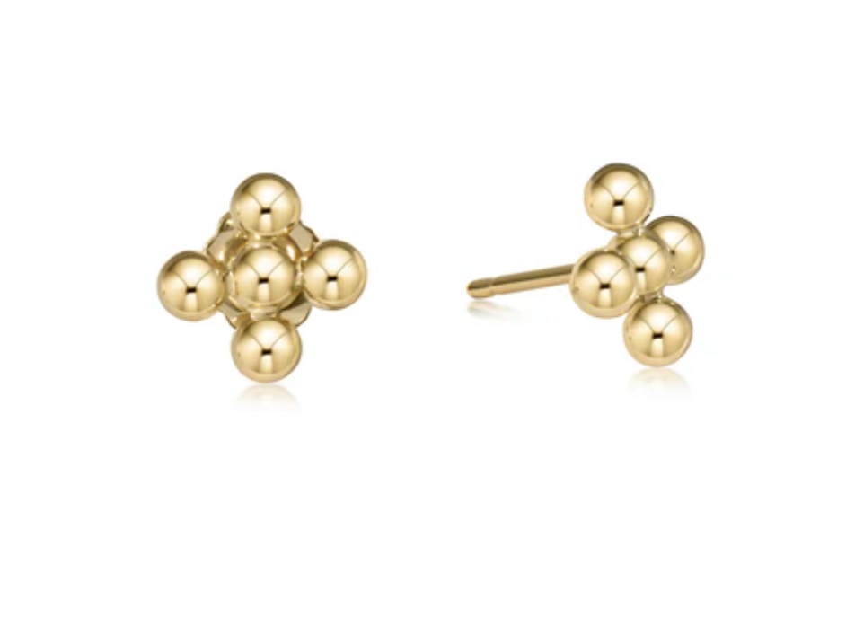 Classic Beaded Signature Cross Stud - 3mm Bead Gold