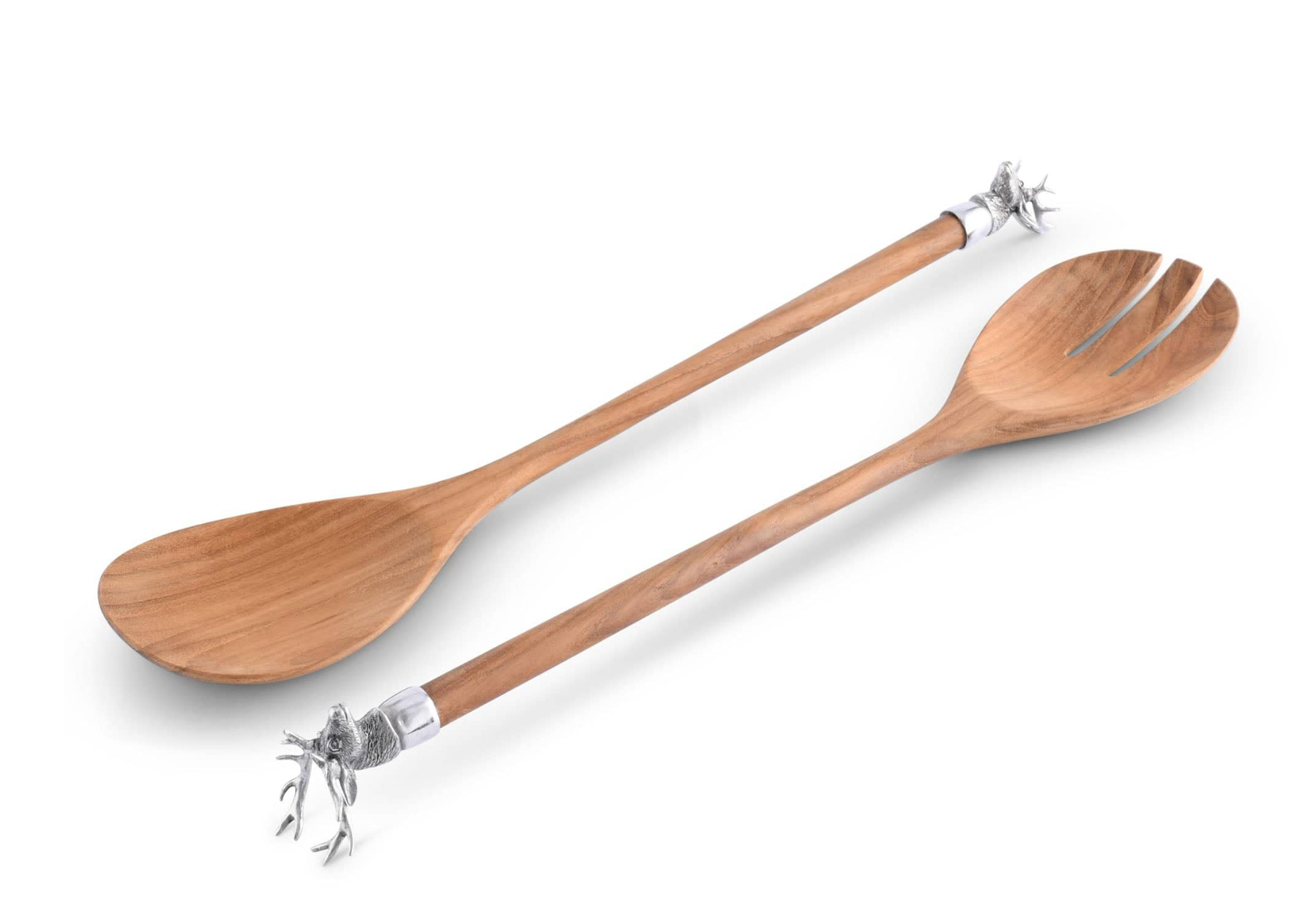 ELK HEAD WOOD SALAD SERVERS