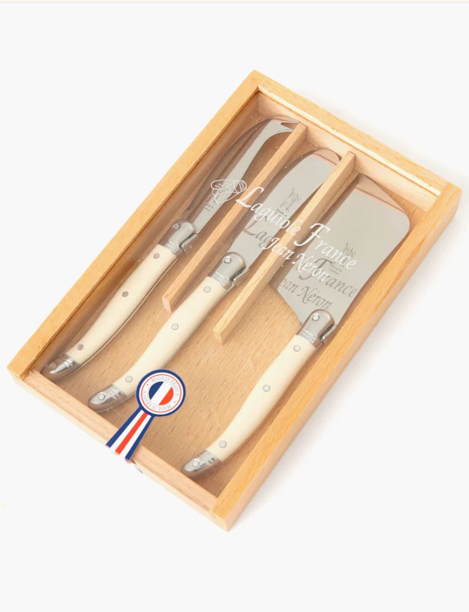 Laguiole 3 Piece Mini Cheese Utensil Set, Ivory
