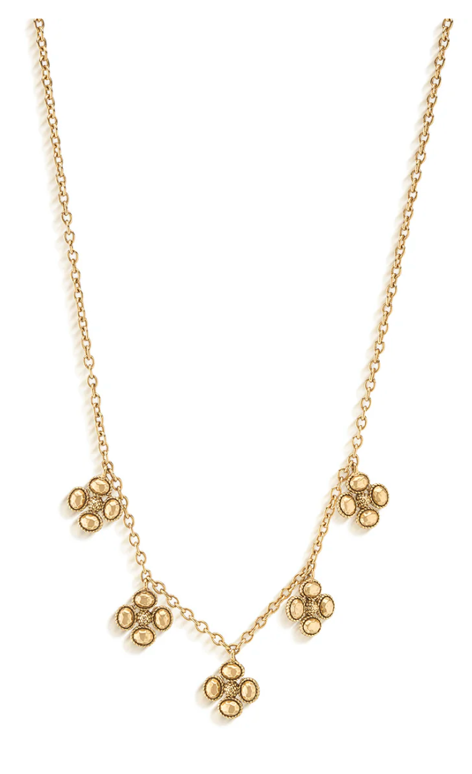 Berry Clover Multi Station Necklace, 16"+2" - Gold