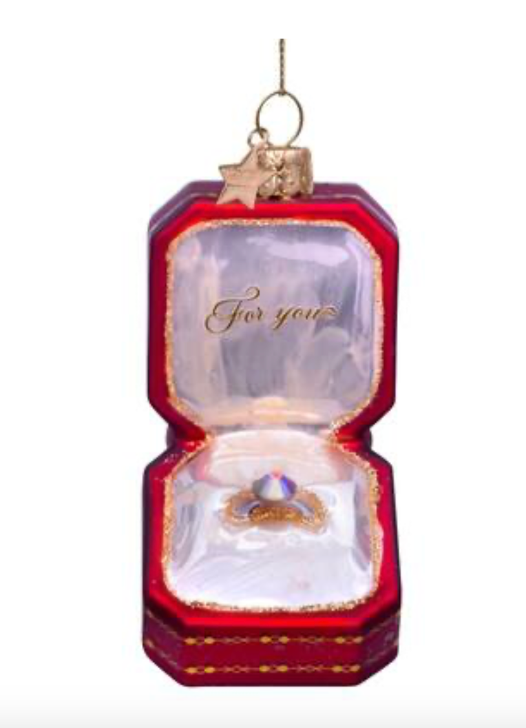 Ornament glass red for yours ring box