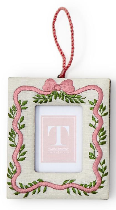 Pink Embroidered Photo Frame Ornament