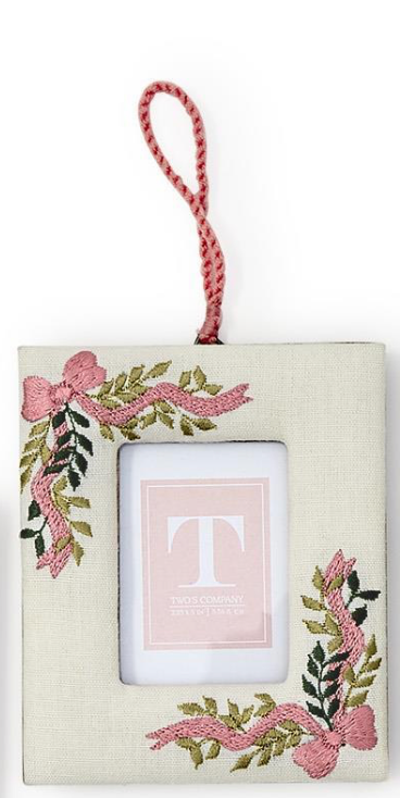 Pink Embroidered Photo Frame Ornament