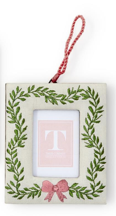 Pink Embroidered Photo Frame Ornament