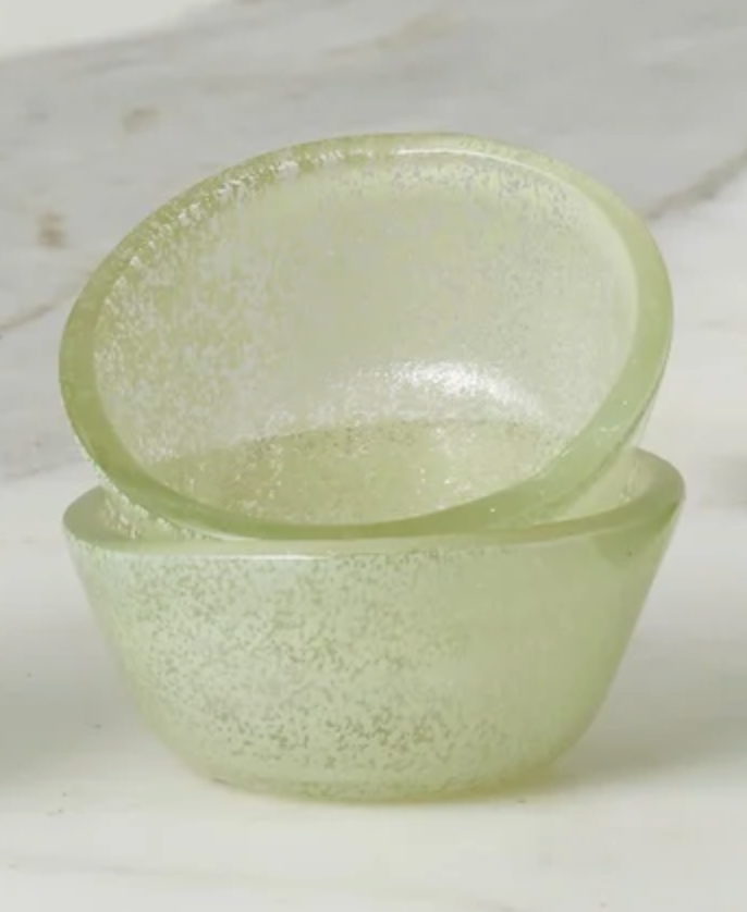 Glass Pinch Pots, Green Tones