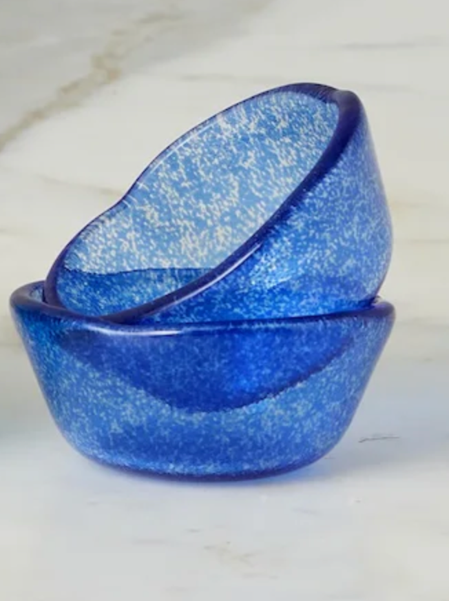 Glass Pinch Pots, Blue Tones