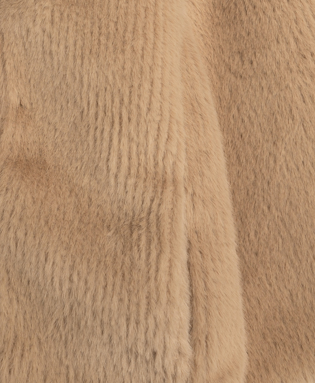 Collarless Fur Jacket With Raglan Sleeves