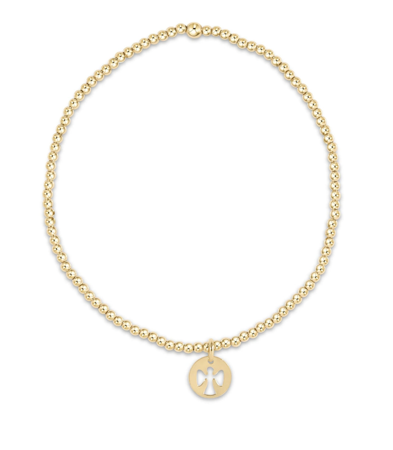 Egirl Classic Gold 2mm Bead Bracelet- Guardian Angel Small Gold Disc