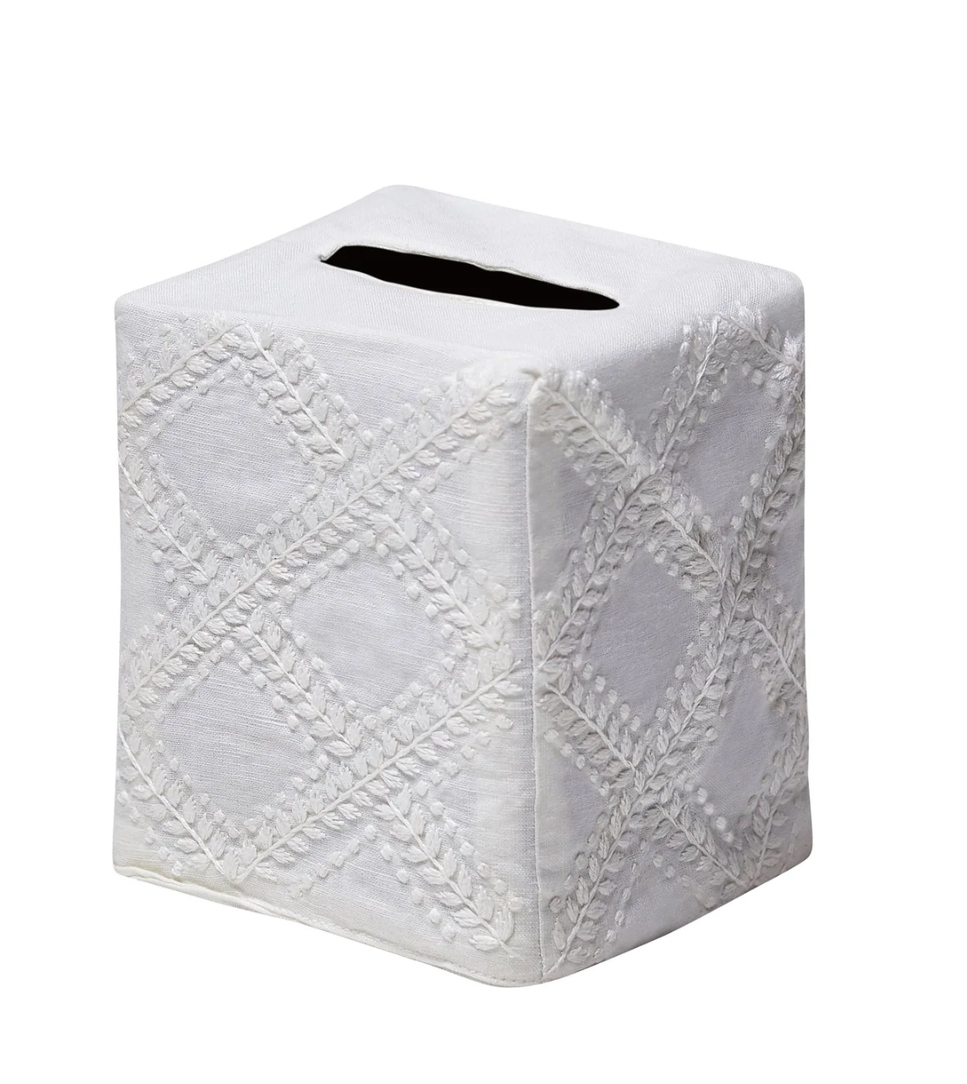 Trellis Tissue Box Cover- White