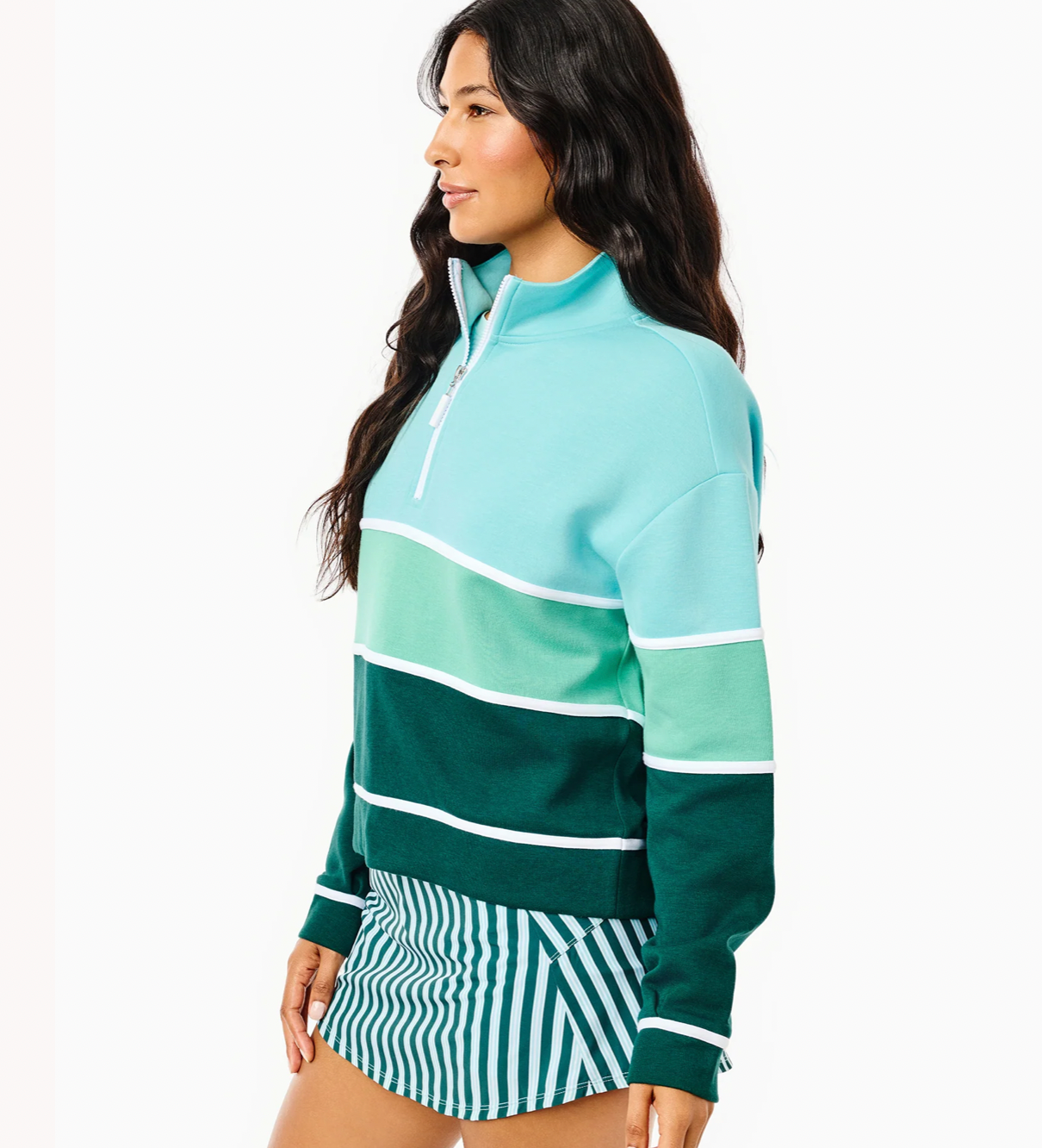 JV Quarter Zip Sweatshirt- Mint Sage Ivy