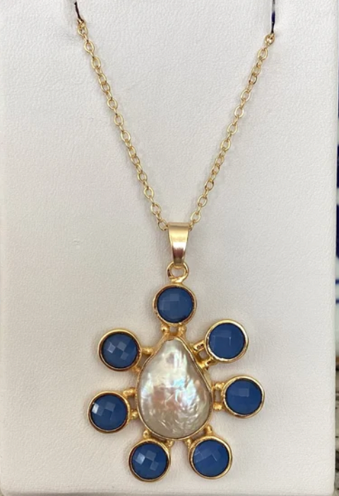 Contessa Blue Chalcedony Necklace