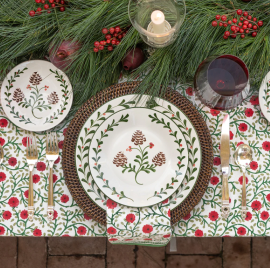 Stephanie Red & Green Tablecloth