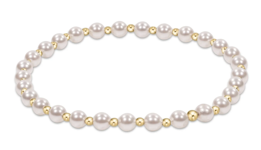 ENEWTON EXTENDS -classic grateful pattern 4mm bead bracelet - pearl