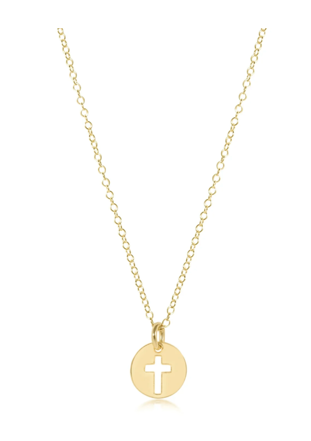 16" necklace gold - blessed small gold disc