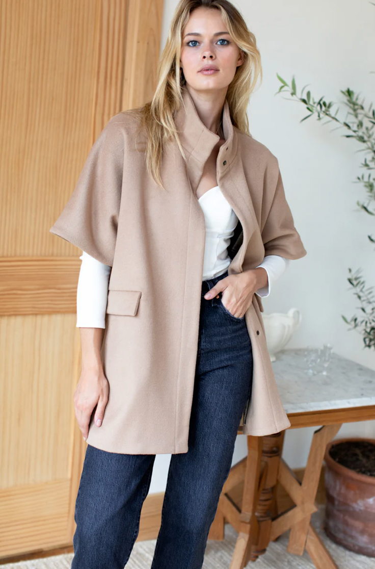 LAYERING JACKET- CAMEL WOOL CASHMERE
