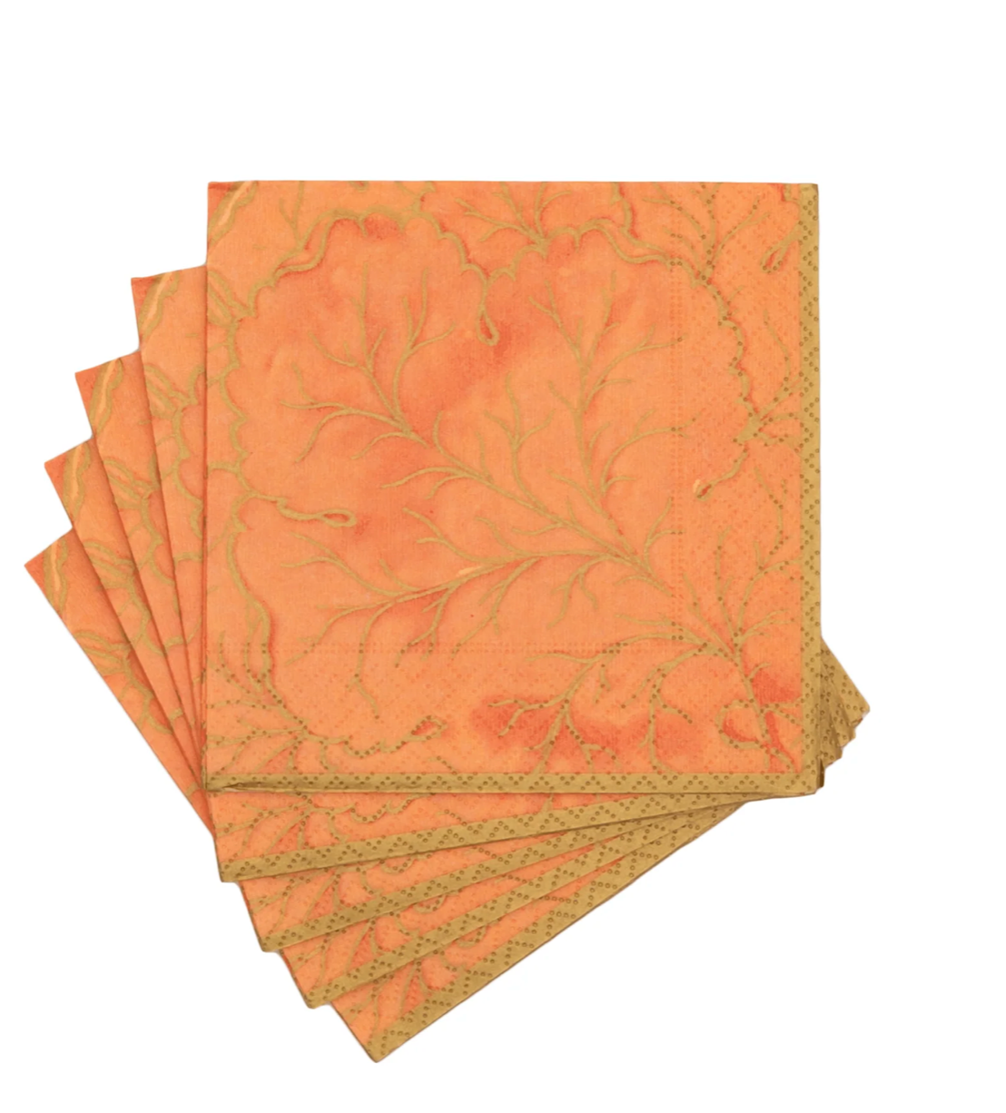 Gilded Majolica Coral Cocktail Napkins