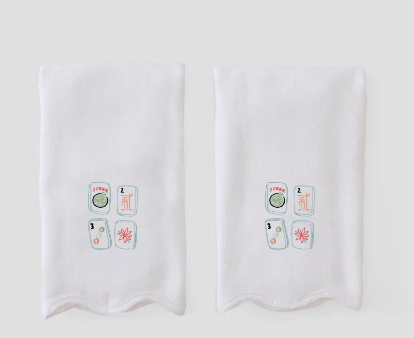 Weezie Scallop Powder Bath Towels- Mahjong Tiles