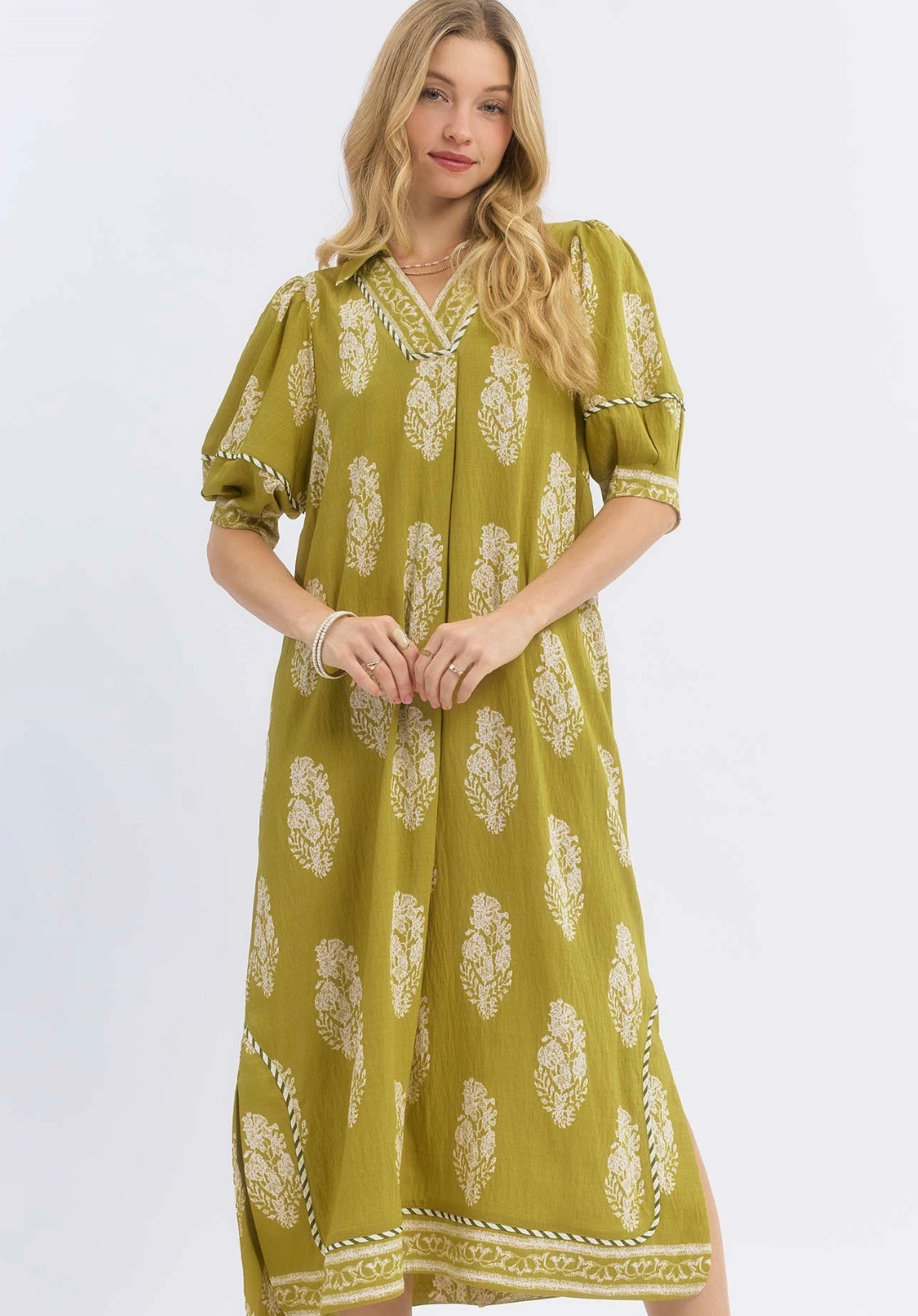 Boarder Print Collared Midi Dress