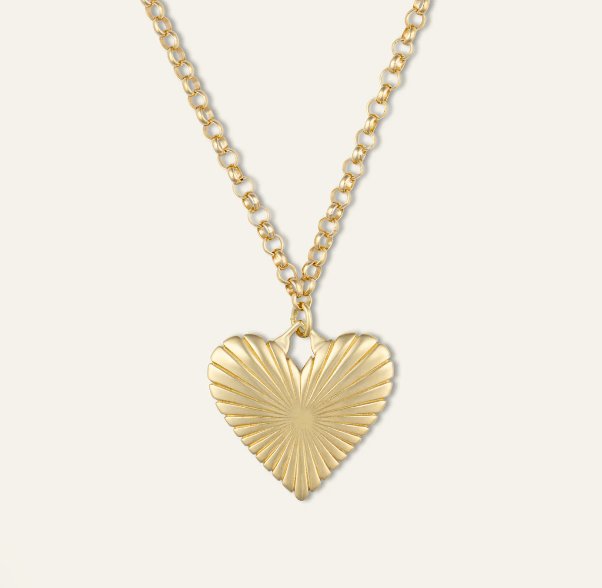 Ribbed Heart of Gold Necklace