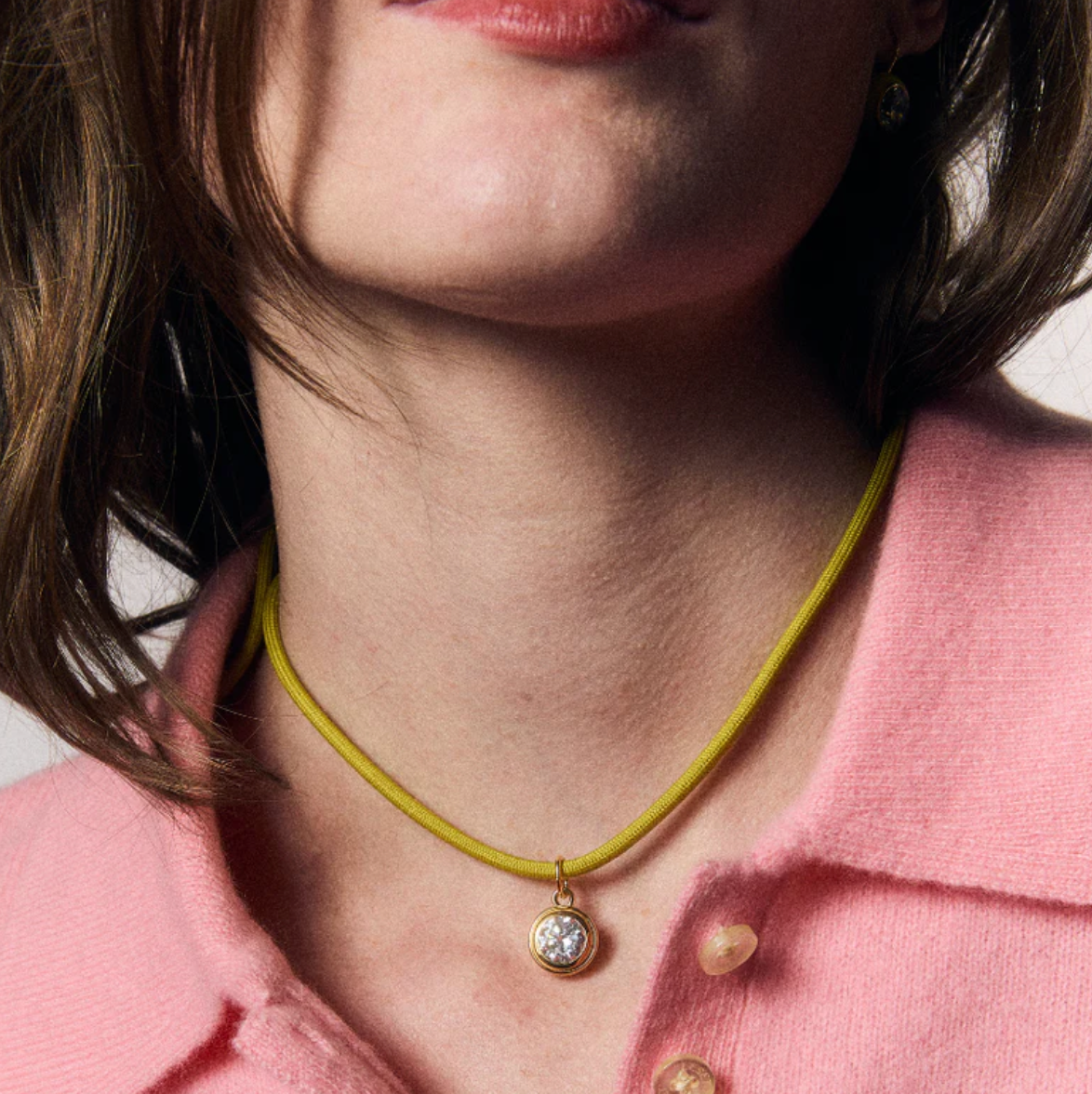 Peridot Green Necklace Cord with Large Bezel Charm