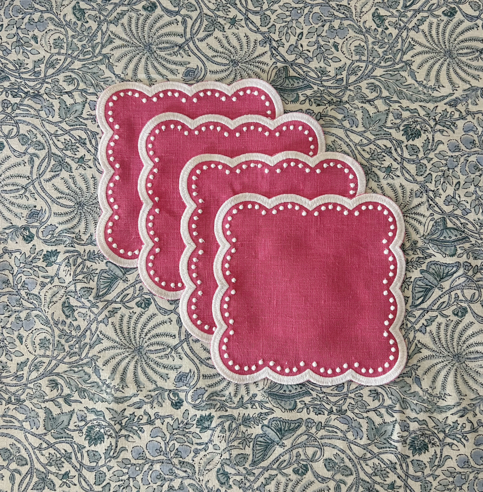 Scalloped Cocktail Napkins, set of 4