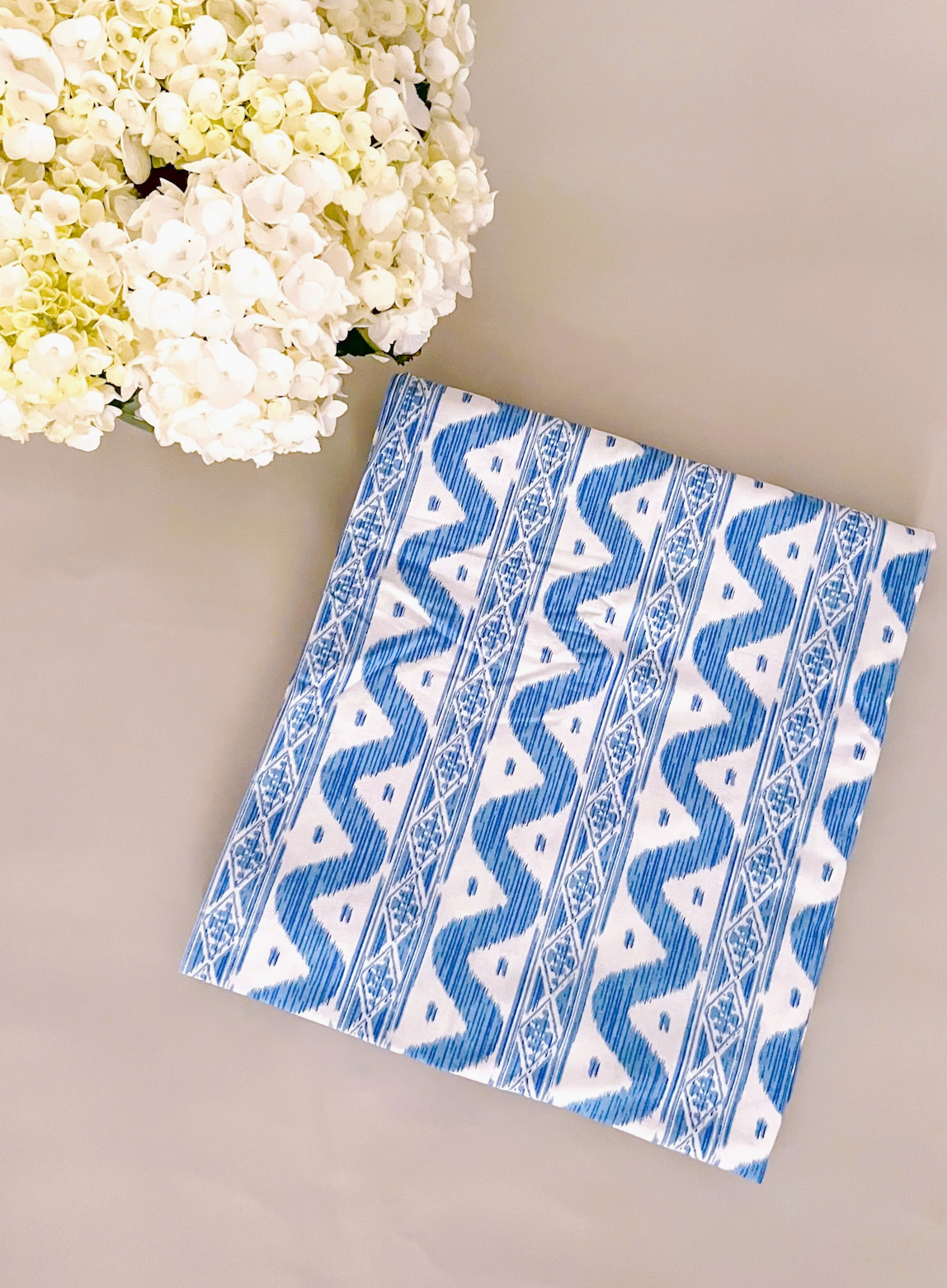 Wavy Blue Print Tablecloth 60x108in
