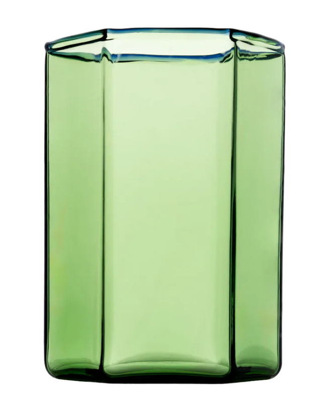 Hampton Hexagon Tumbler, Green with Blue Rim
