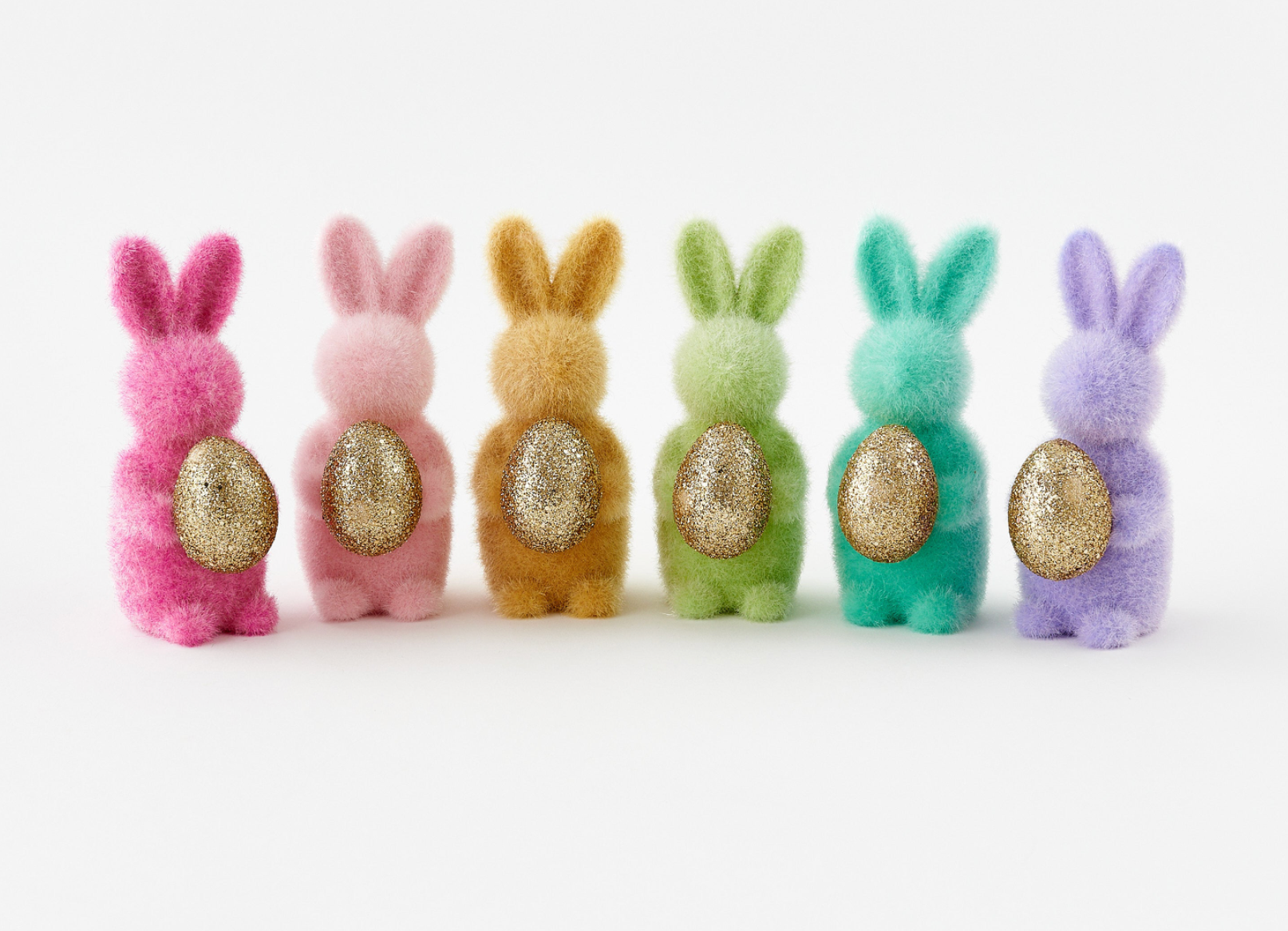 Flocked Bunny with Gold Egg