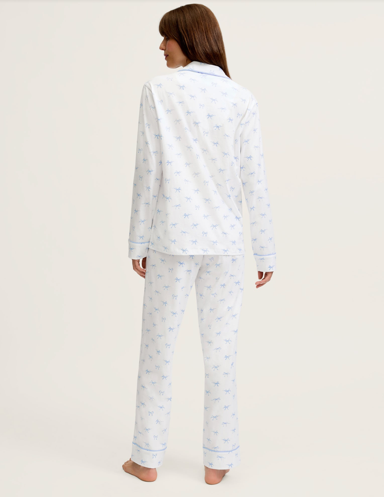 Women's Pima Pajama Set in Something Blue Bows