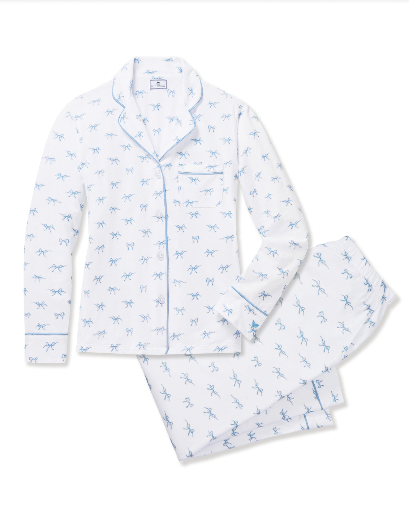 Women's Pima Pajama Set in Something Blue Bows