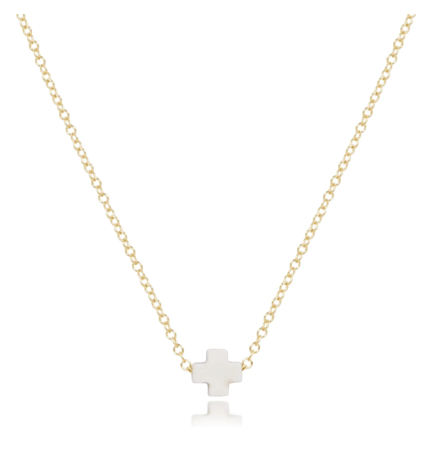 16" necklace gold - signature cross small