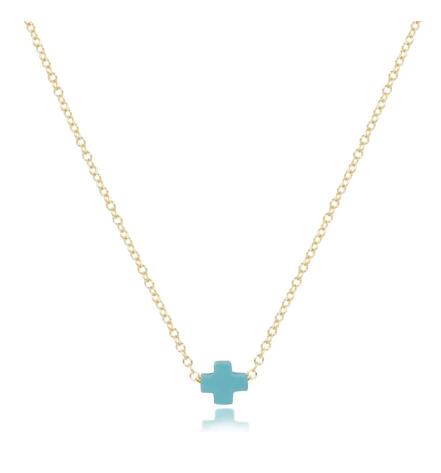 16" necklace gold - signature cross small