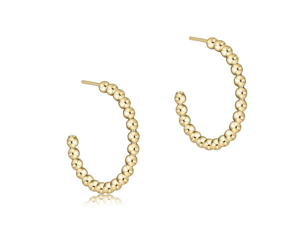 beaded classic 1" post hoop - 2mm gold